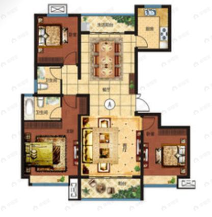 合创桂悦府3室2厅2卫户型图