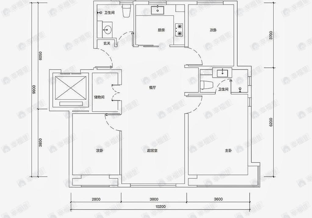 和光瑞府3室2厅2卫户型图
