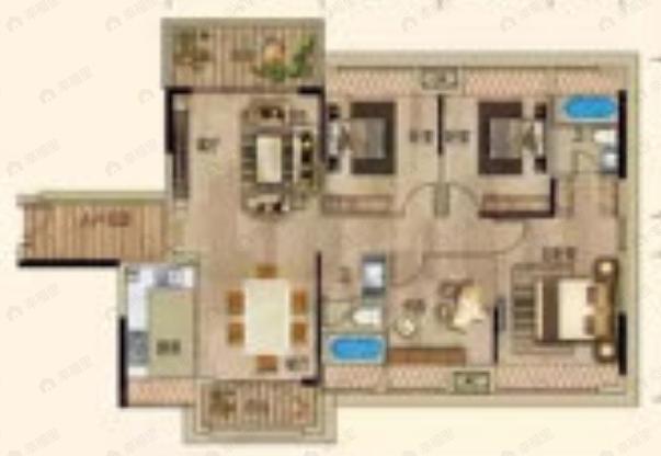 基盛星龙花园4室2厅2卫户型图