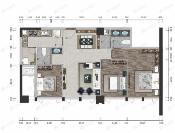 香槟城3室2厅2卫户型图