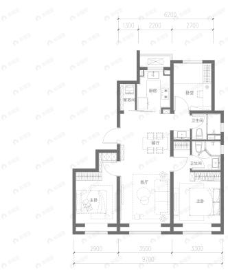 金隅昆泰云筑3室2厅2卫户型图