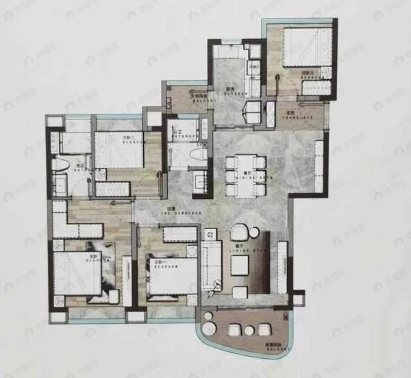 广州滨江上都4室2厅2卫户型图