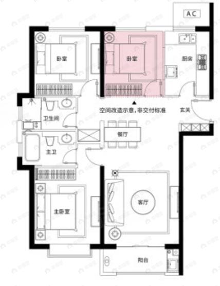 紫樾宸府2室2厅2卫户型图