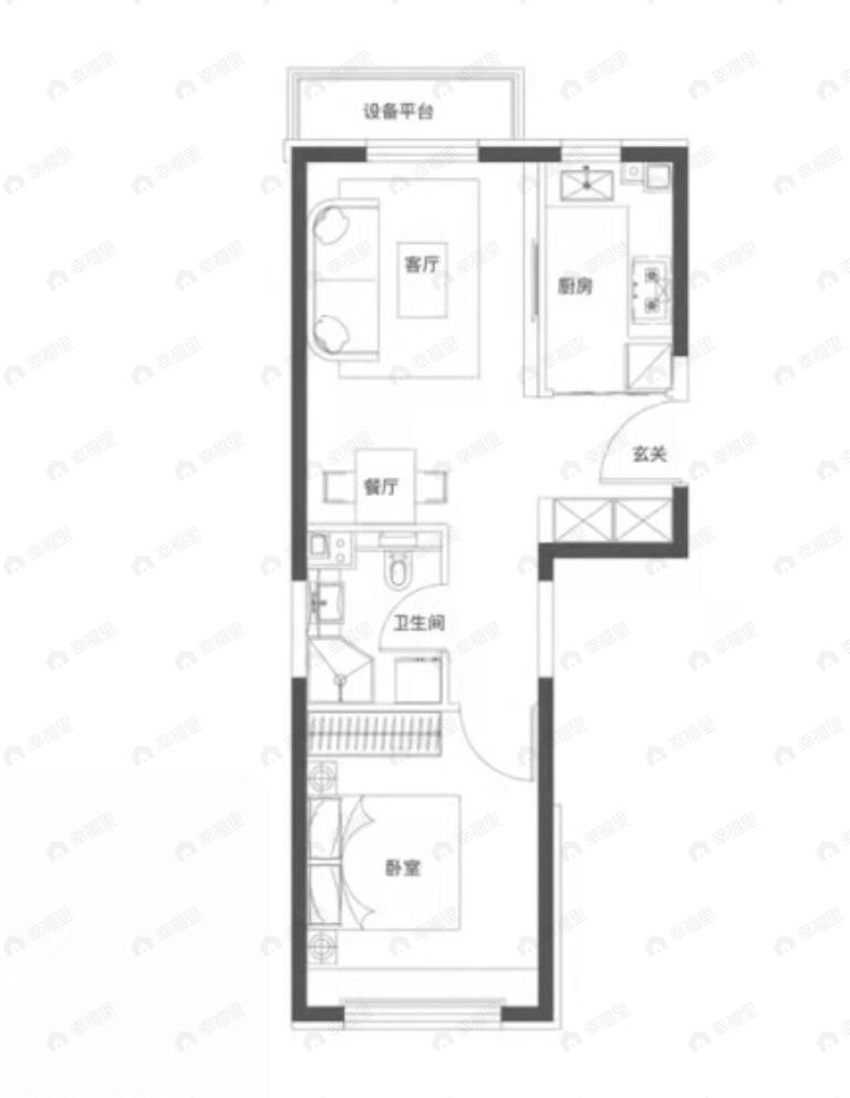 峯范北京1室2厅1卫户型图