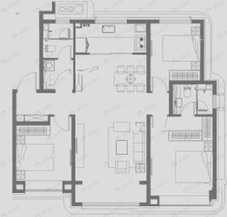 龙湖天曜3室2厅2卫户型图