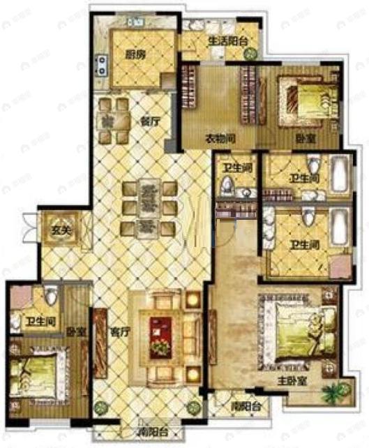 银河丽湾4室2厅4卫户型图