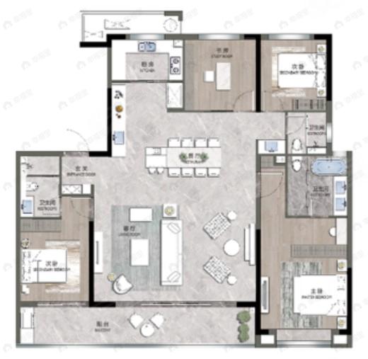 城央云府4室2厅3卫户型图