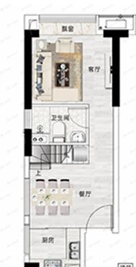2室2厅1卫建面45平户型图