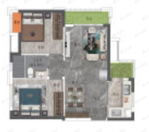 三远大爱城2室2厅1卫户型图