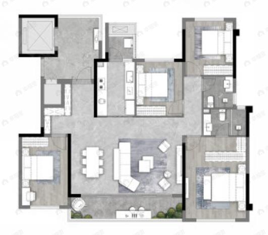 龙湖御湖境4室2厅2卫户型图
