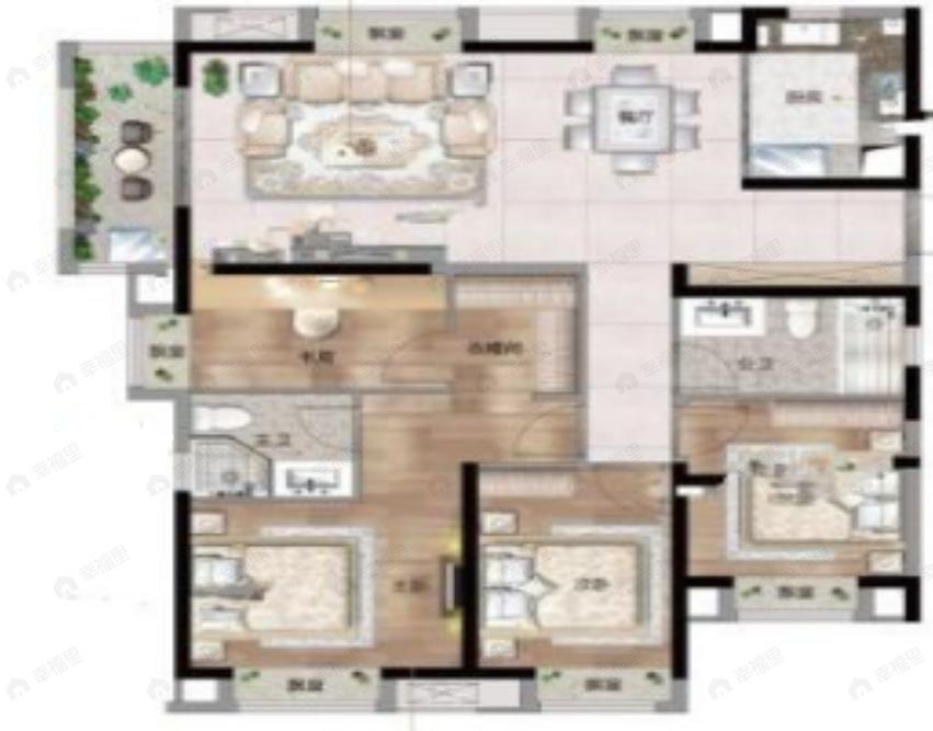 旭辉华宇江悦府4室2厅2卫户型图