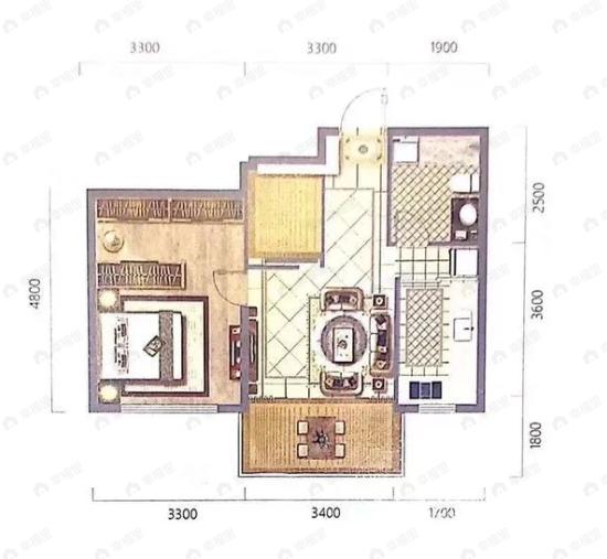 瑛晟花园1室2厅1卫户型图