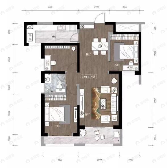 傲润天顺祥3室2厅1卫户型图