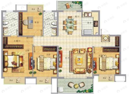 润永通悦港城4室2厅2卫户型图