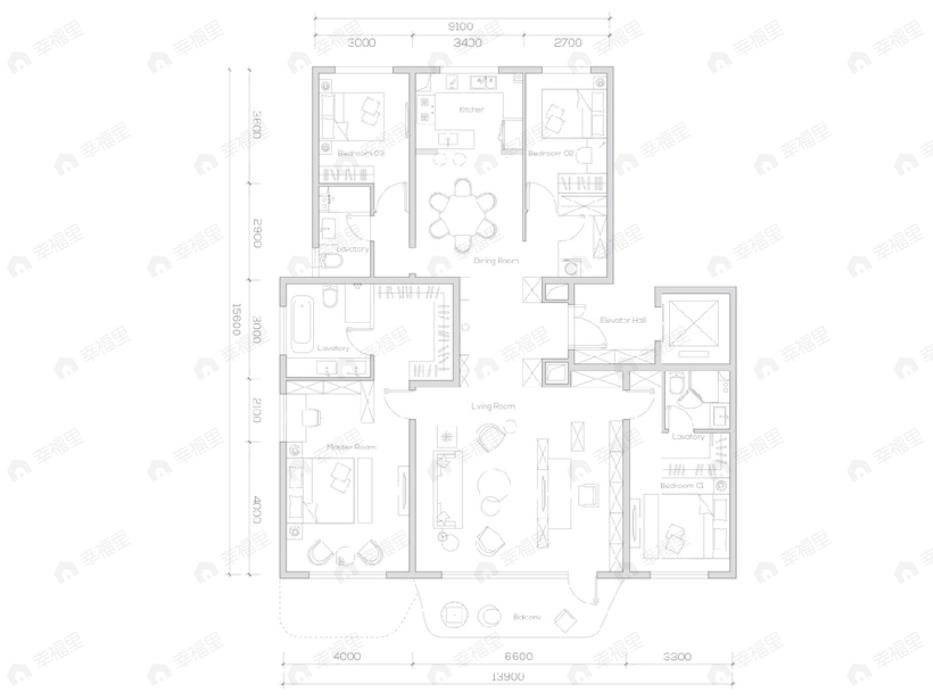 合生缦云4室2厅3卫户型图