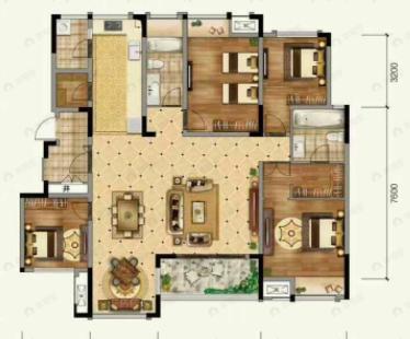 鹏润鹿山台2室3厅2卫户型图
