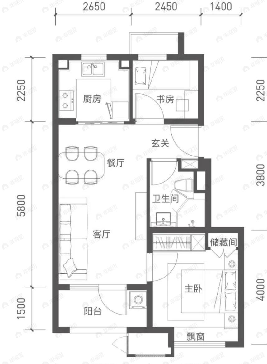北京城建·星誉BEIJING2室2厅1卫户型图