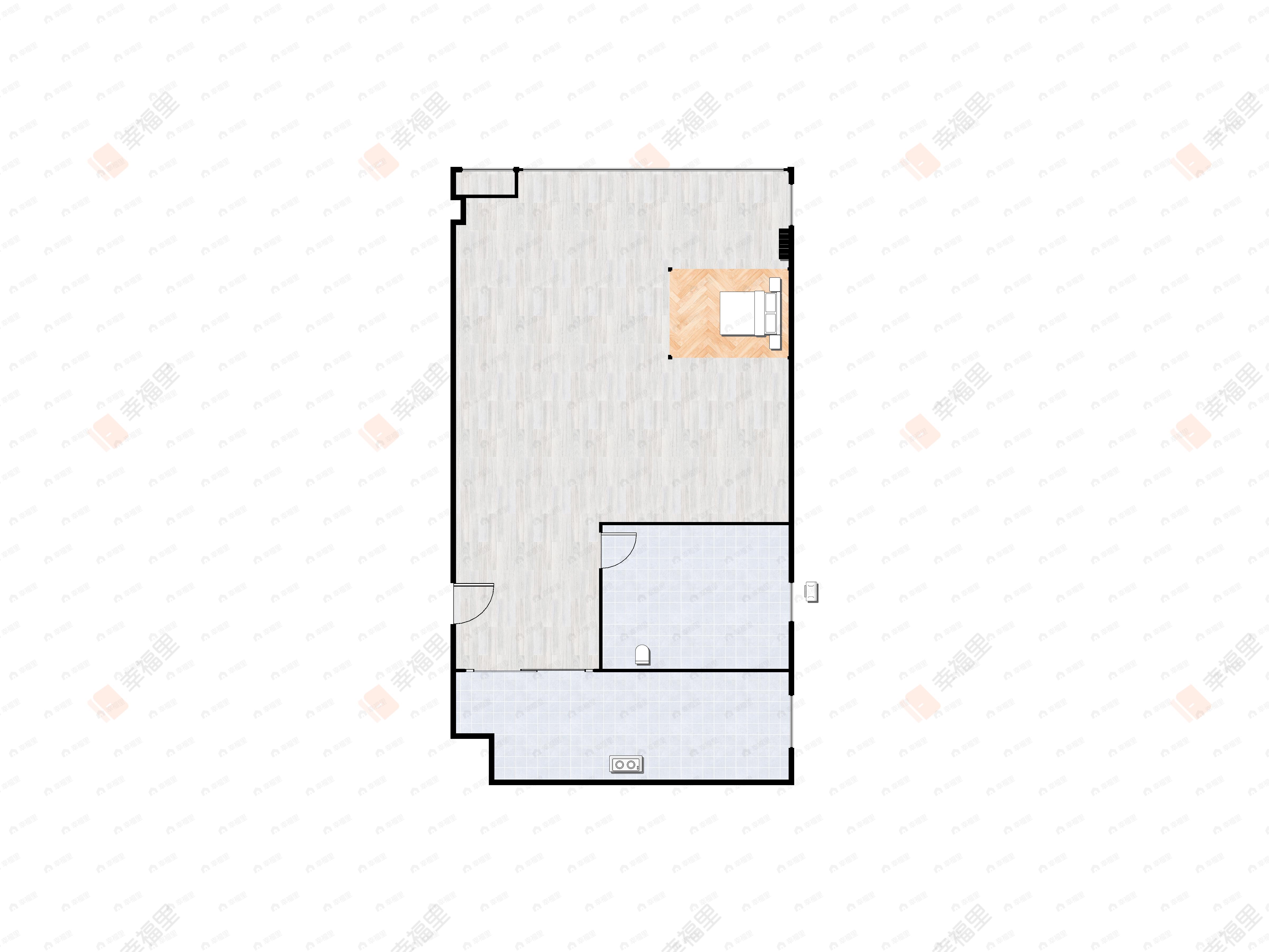 1室1厅1卫建面46m²北|东户型图