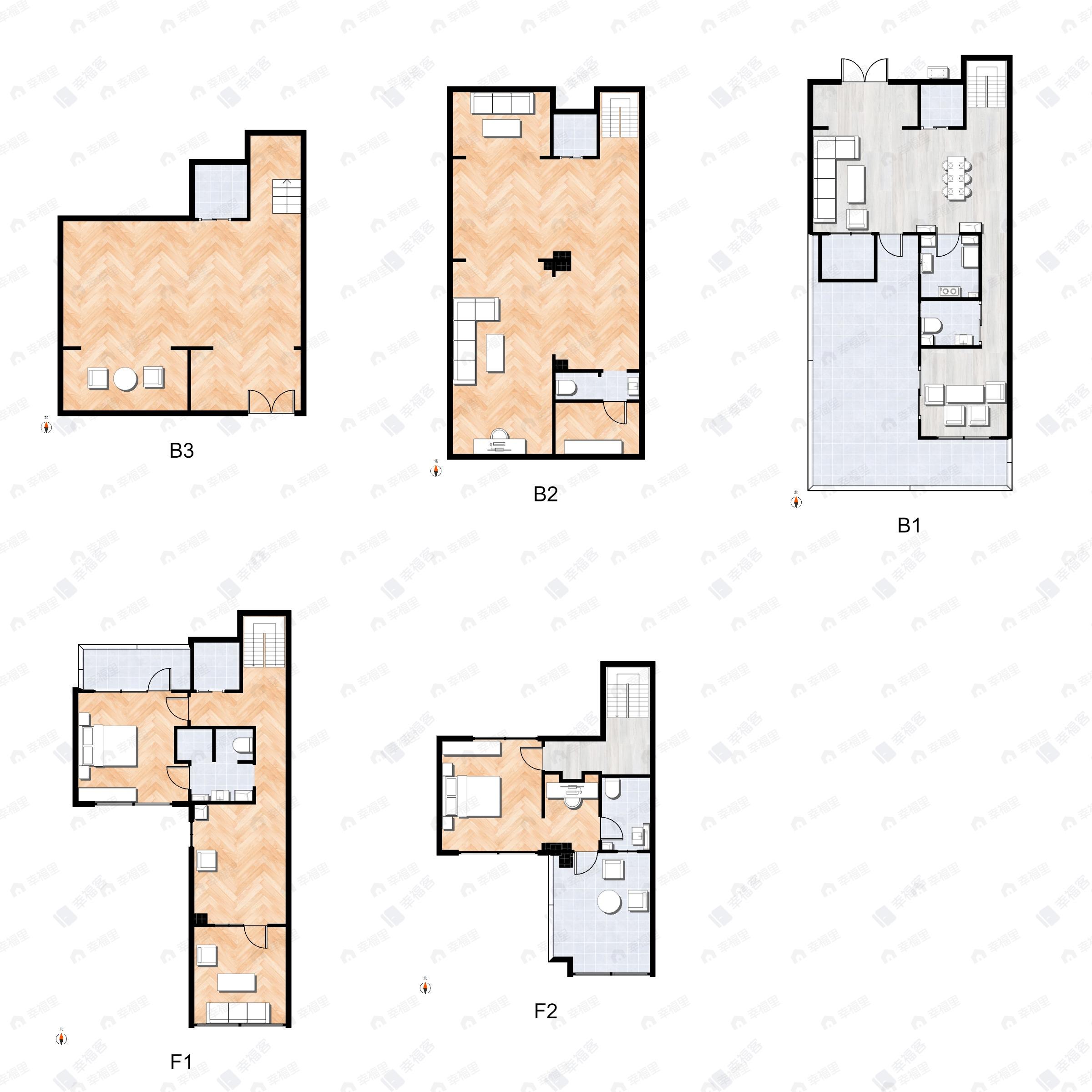 4室2厅4卫建面360平北|南|西户型图