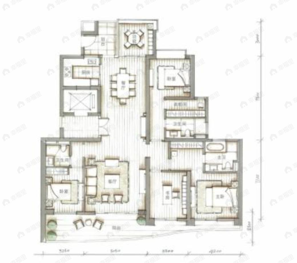 4室3厅3卫建面253平户型图