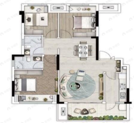 凰腾西宸昱府3室2厅2卫户型图