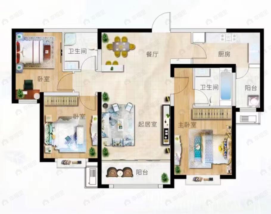 天昱凤凰城四期3室2厅2卫户型图