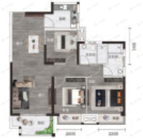 隆源学府3室2厅2卫户型图