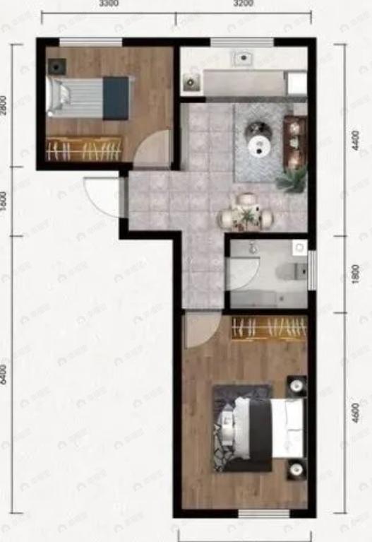德泰人才公园2室1厅1卫户型图