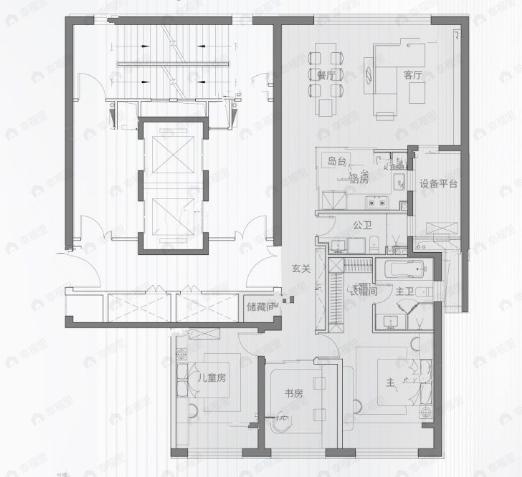 中海十里观澜/十里潮颂3室2厅2卫户型图