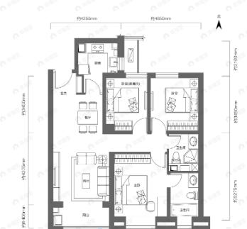 旭辉国宸府3室2厅2卫户型图