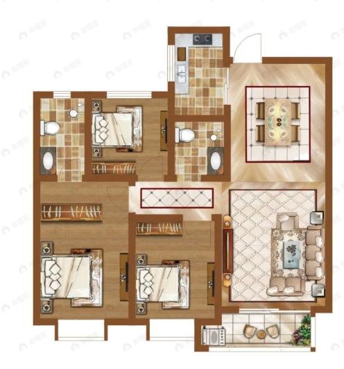 盛唐融城3室2厅2卫户型图