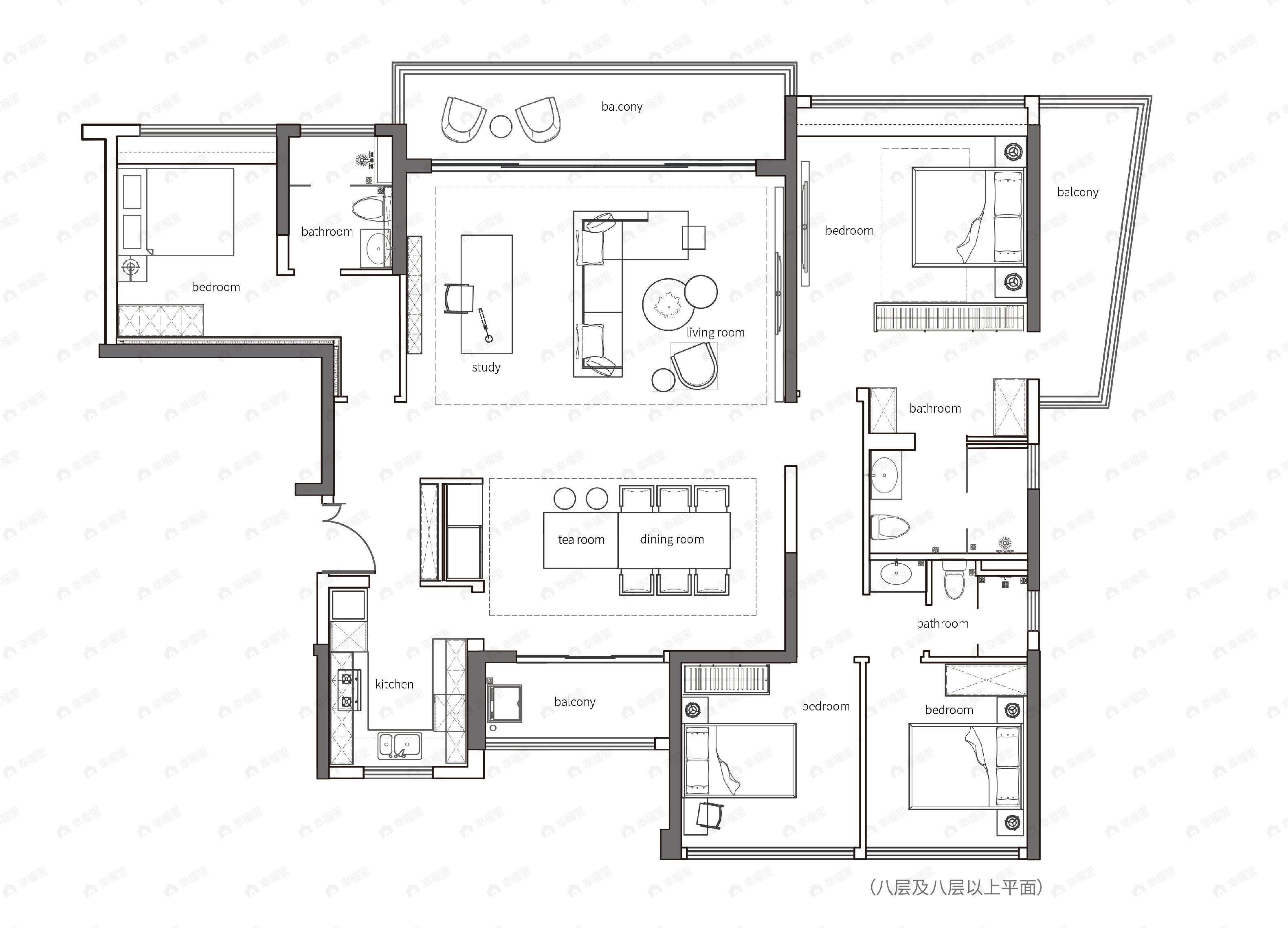 中国铁建西派云峰4室2厅3卫户型图