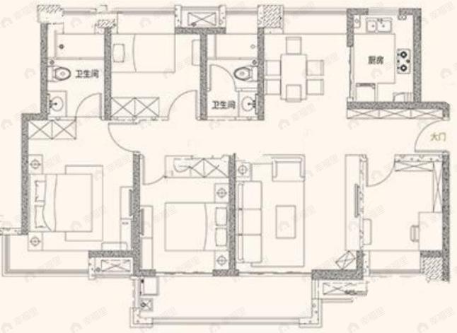 龙湖春江郦城4室2厅2卫户型图
