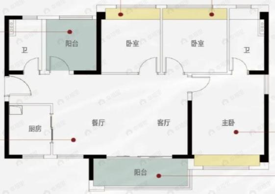 蓝光碧桂园锦泷湾4室2厅2卫户型图