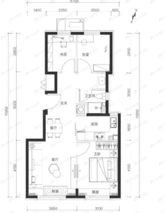 北京城建国誉燕园3室2厅1卫户型图