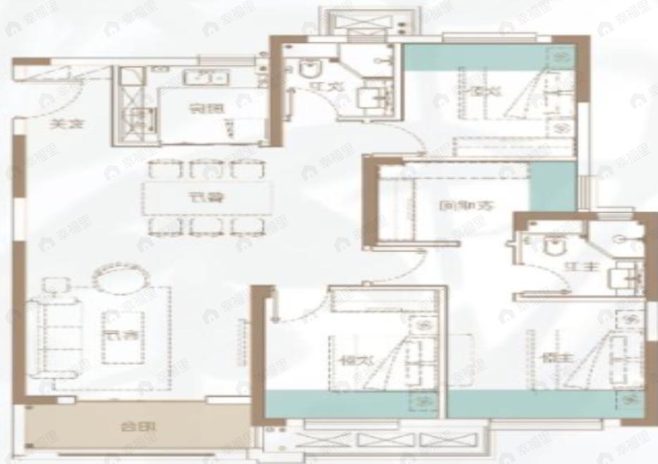 金茂华发武汉国际社区3室2厅2卫户型图
