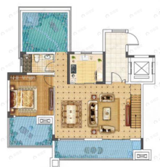 百瑞景滨江生活区3室2厅3卫户型图