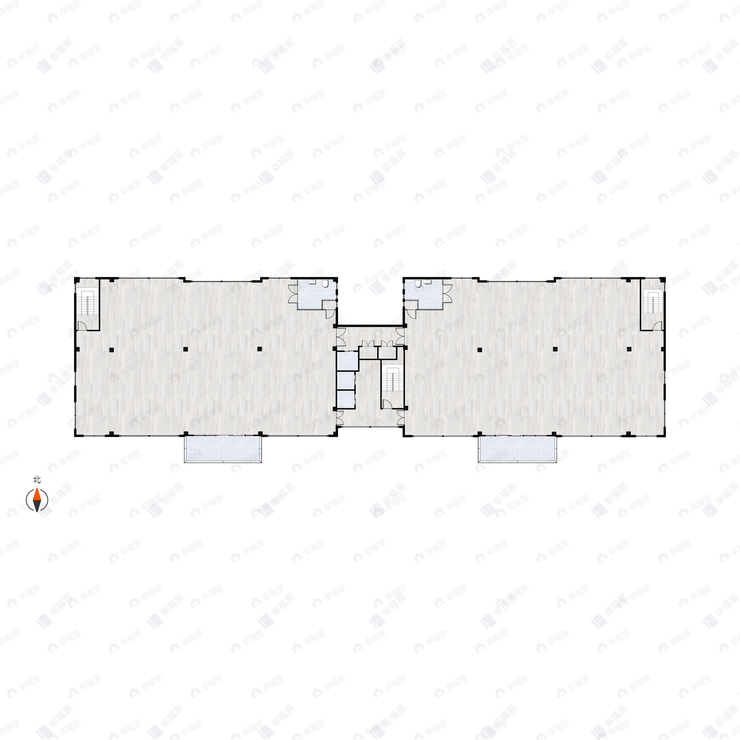 1室建面599m²南|北户型图