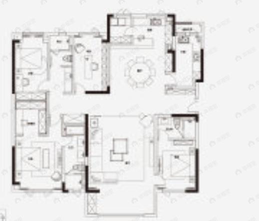 美联五福路1号4室2厅3卫户型图