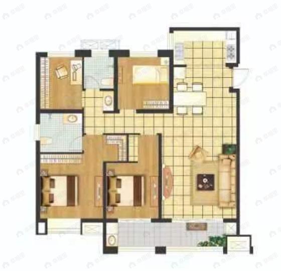 东南郡3室2厅2卫户型图