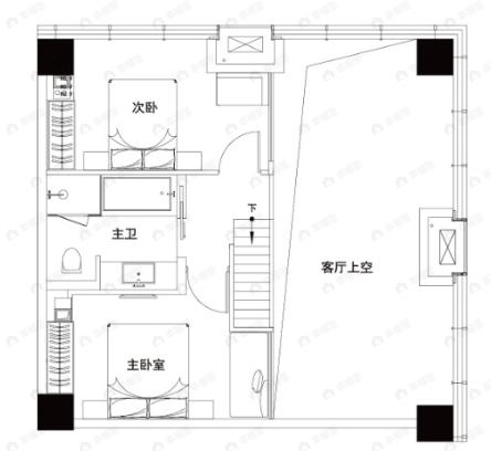 国采中心2室2厅2卫户型图
