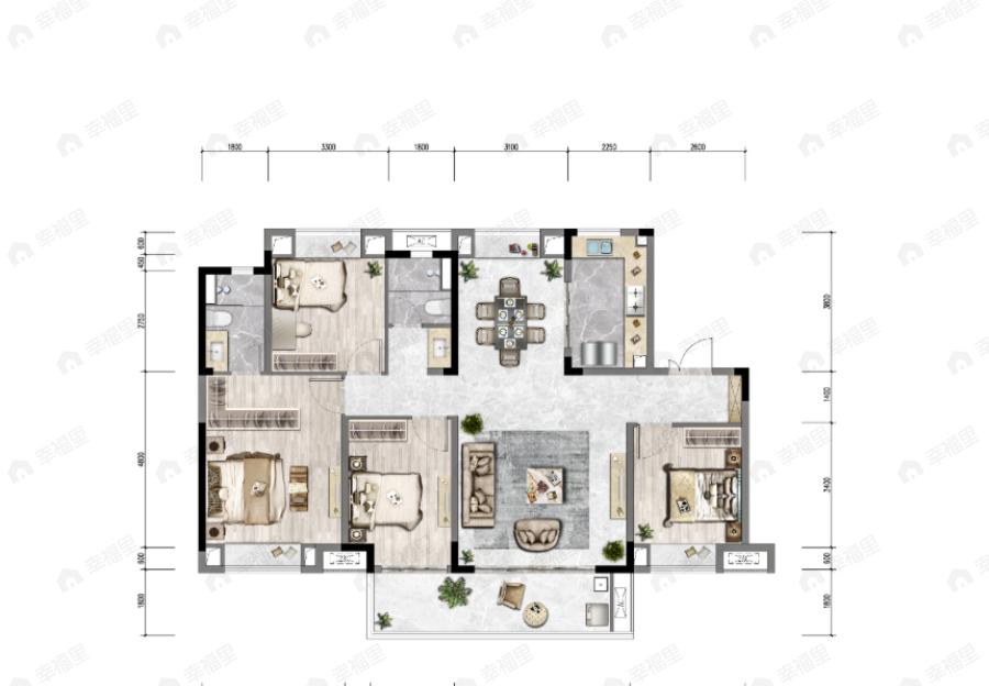 昆仑御4室2厅2卫户型图