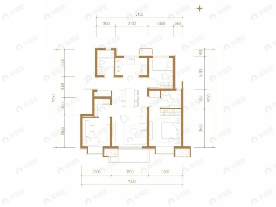 顺义臻珑府3室2厅2卫户型图