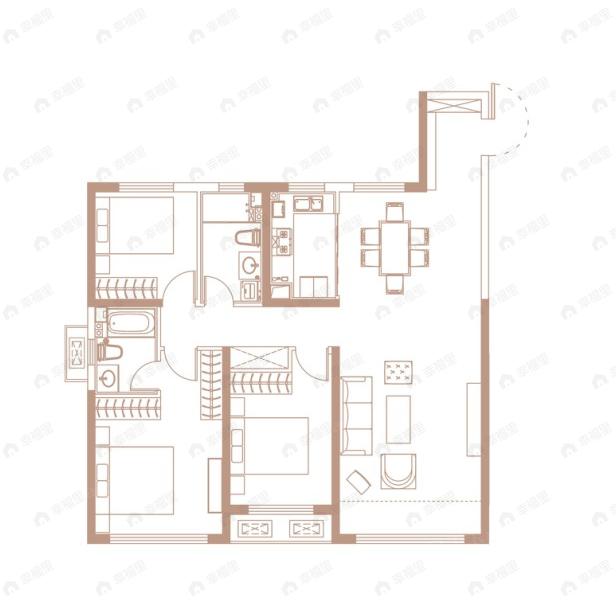 中海寰宇天下3室2厅2卫户型图
