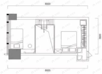 2室1厅1卫建面43平南户型图