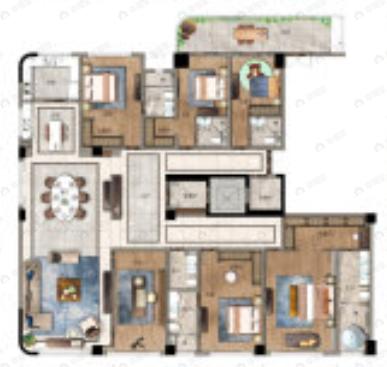 6室3厅6卫建面426平户型图