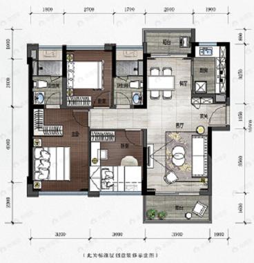 龙光天曜3室2厅2卫户型图