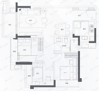 鹏瑞颐璟3室2厅1卫户型图