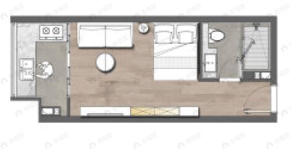 钜益1001室1厅1卫户型图