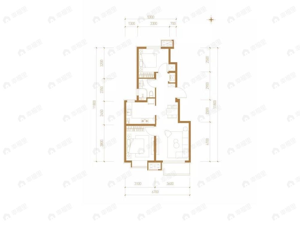 顺义臻珑府2室2厅1卫户型图
